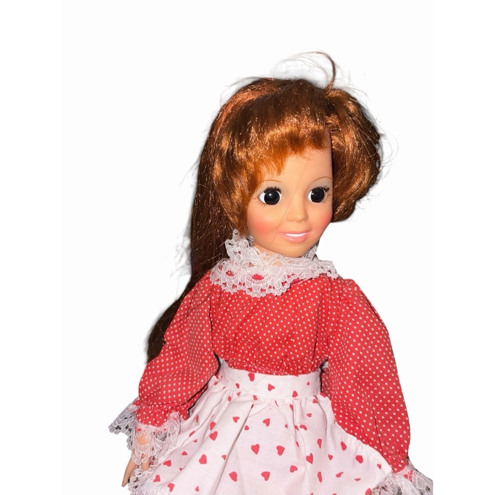 Vintage Ideal Crissy Doll in Red Dotted Lace Dress Grow Auburn Hair